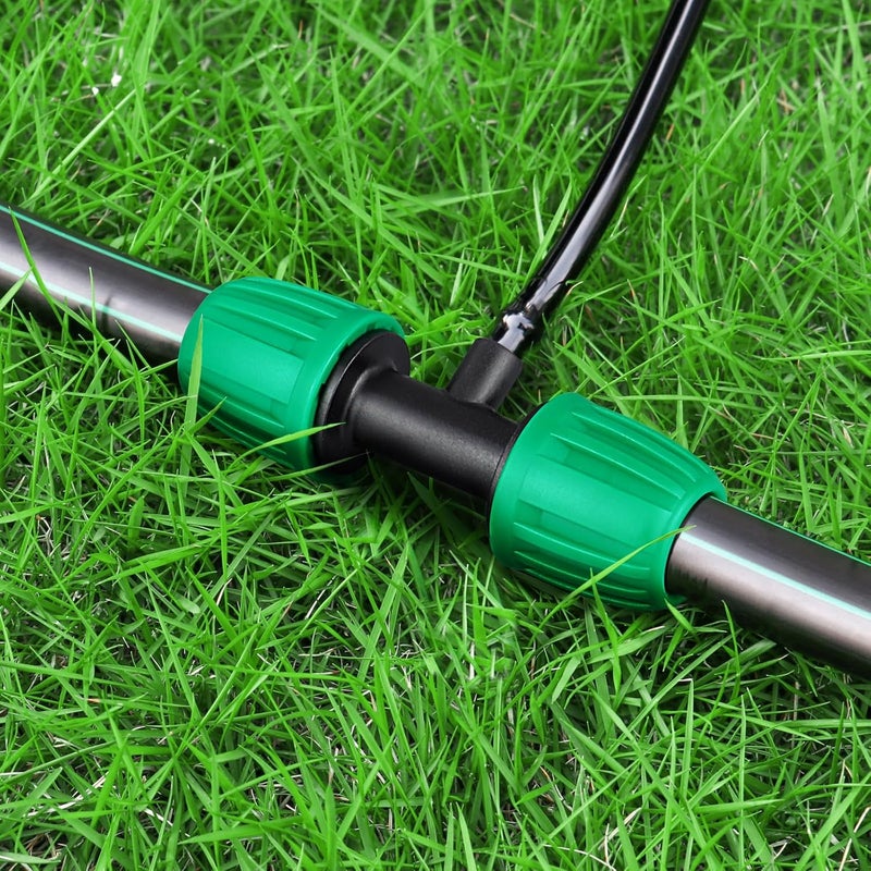 JAYEE Drip Irrigation Fittings, 15 Pcs Lock Barbed Tee for 1/2 to 1/4 Inch Vinyl Tubing, Drip Line Parts 3-Way Tees Irrigation Connectors for Drip Sprinkler Garden Lawn Systems, Green - Image 2